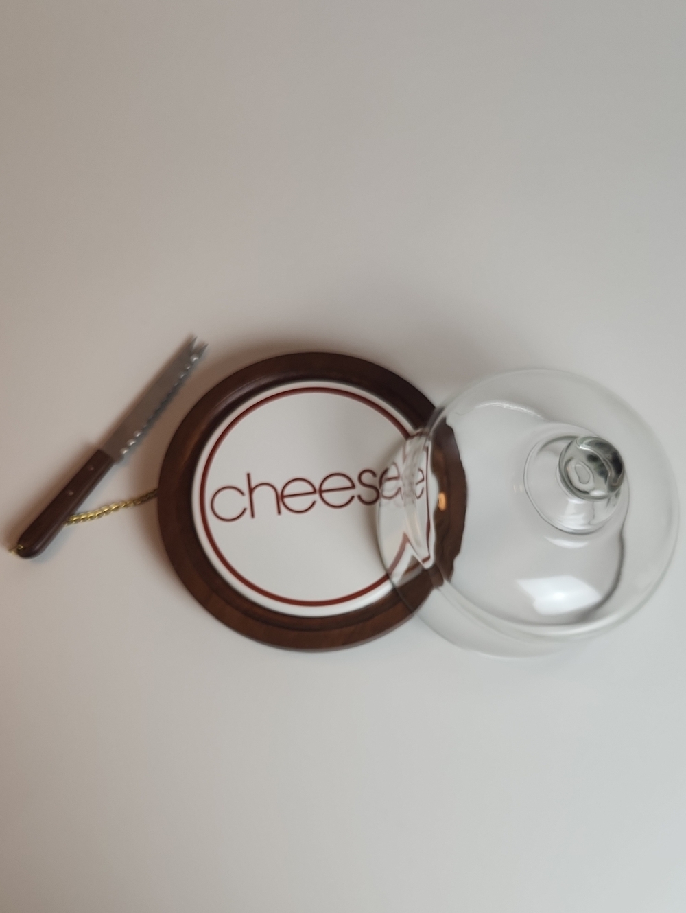 Vintage 70s Goodwood Cheese Plate With Glass Cloche And Detachable Knife